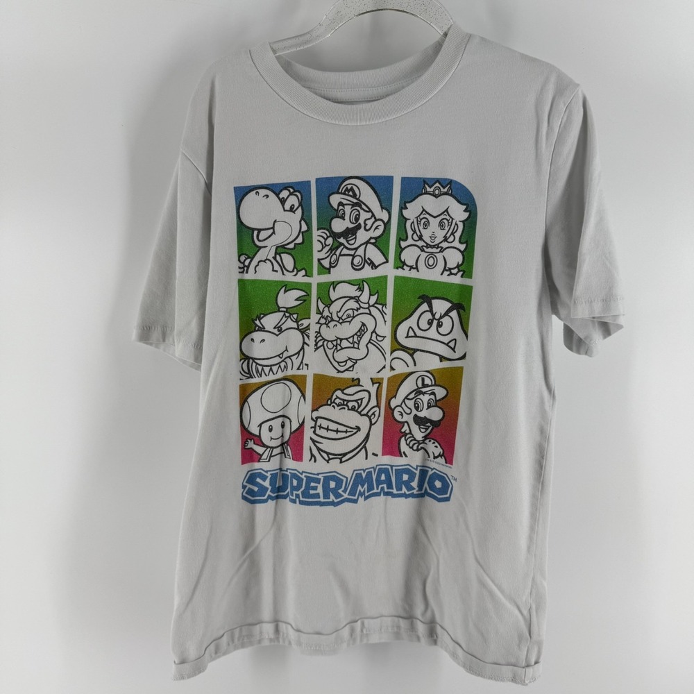 Gap Tee Shirt Kids XL (12) Off White Graphic Print Super Mario New Soft Knit